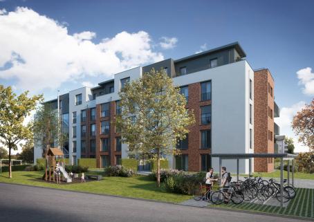 Die Baukörper empfangen den Besucher mit einem hellen, lichtdurchfluteten Treppenhaus und einer modernen Aufzugsanlage